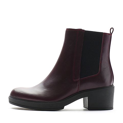 Joy&Peace/真美诗冬季专柜同款紫红色牛皮女皮靴ZOR25DD6