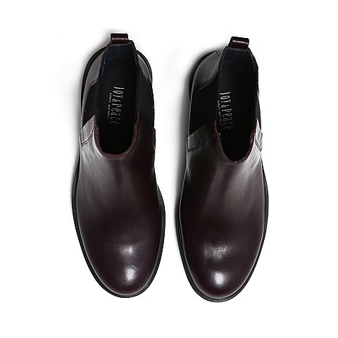 Joy&Peace/真美诗冬季专柜同款紫红色牛皮女皮靴ZOR25DD6