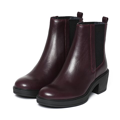 Joy&Peace/真美诗冬季专柜同款紫红色牛皮女皮靴ZOR25DD6
