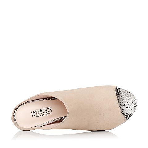 Joy&Peace/真美诗夏季专柜同款浅棕色羊绒皮女凉鞋ZE529BT6