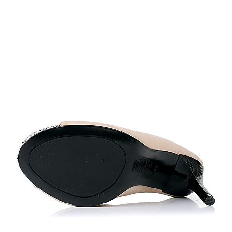 Joy&Peace/真美诗夏季专柜同款浅棕色羊绒皮女凉鞋ZE529BT6