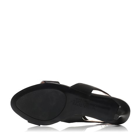 JoyPeace真美诗夏季专柜同款黑色牛皮细高跟女凉鞋ZI210BL6