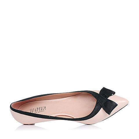 JoyPeace真美诗春季专柜同款粉/黑色甜美蝴蝶结女猫跟单鞋ZR711AQ6