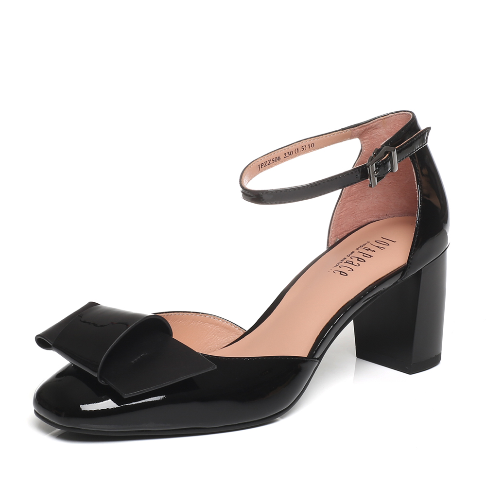 Joy&Peace/真美诗春季专柜同款黑色牛皮女皮凉鞋ZZ506AK7