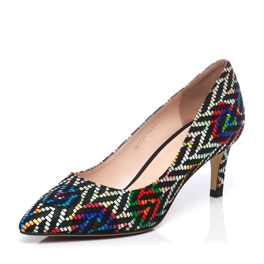 Joy&Peace真美诗春季专柜同款白/黑/绯红色羊皮细跟女单鞋5D712AQ7