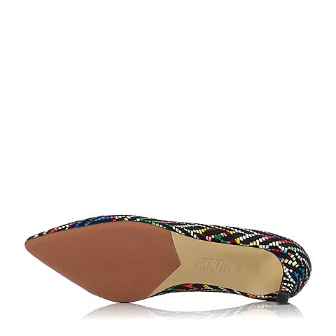 Joy&Peace真美诗春季专柜同款白/黑/绯红色羊皮细跟女单鞋5D712AQ7