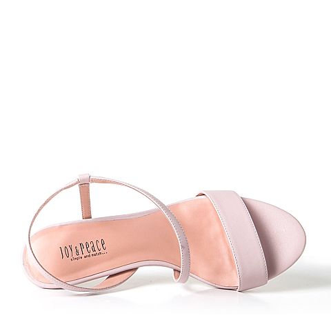 JoyPeace真美诗夏季粉色羊皮细跟女凉鞋YNL23BL7