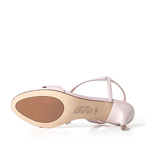 JoyPeace真美诗夏季粉色羊皮细跟女凉鞋YNL23BL7