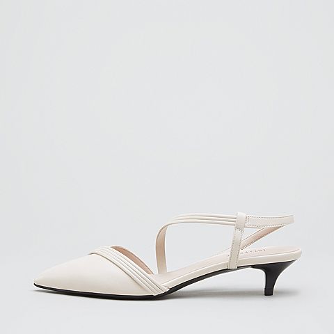 Joy&Peace/真美诗春新款羊皮革尖头猫跟浅口女凉鞋YPQ55AH9