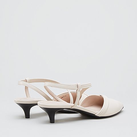 Joy&Peace/真美诗春新款羊皮革尖头猫跟浅口女凉鞋YPQ55AH9