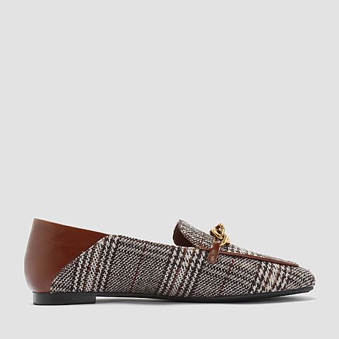 Joy&Peace/真美诗春季新款千鸟格布面平底深口女单鞋ZB211AM9