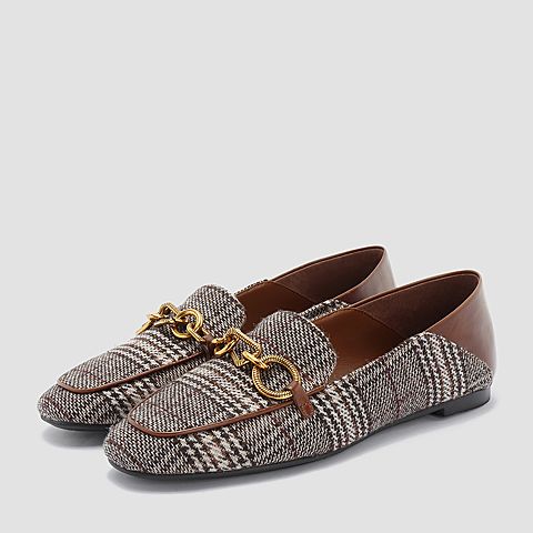 Joy&Peace/真美诗春季新款千鸟格布面平底深口女单鞋ZB211AM9