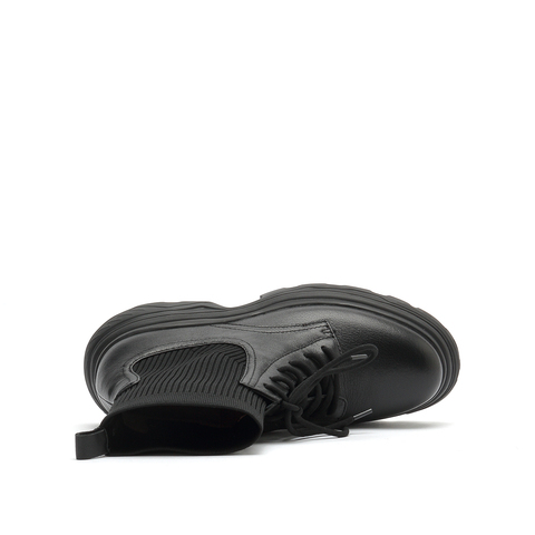 JoyPeace/真美诗冬季新款飞织布拼接套脚袜靴女靴A9006DD0