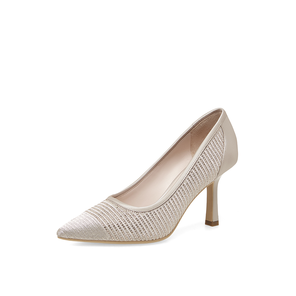 JoyPeace/真美诗2023春季新款商场同款烫钻尖头高跟单鞋YUQ05AQ3