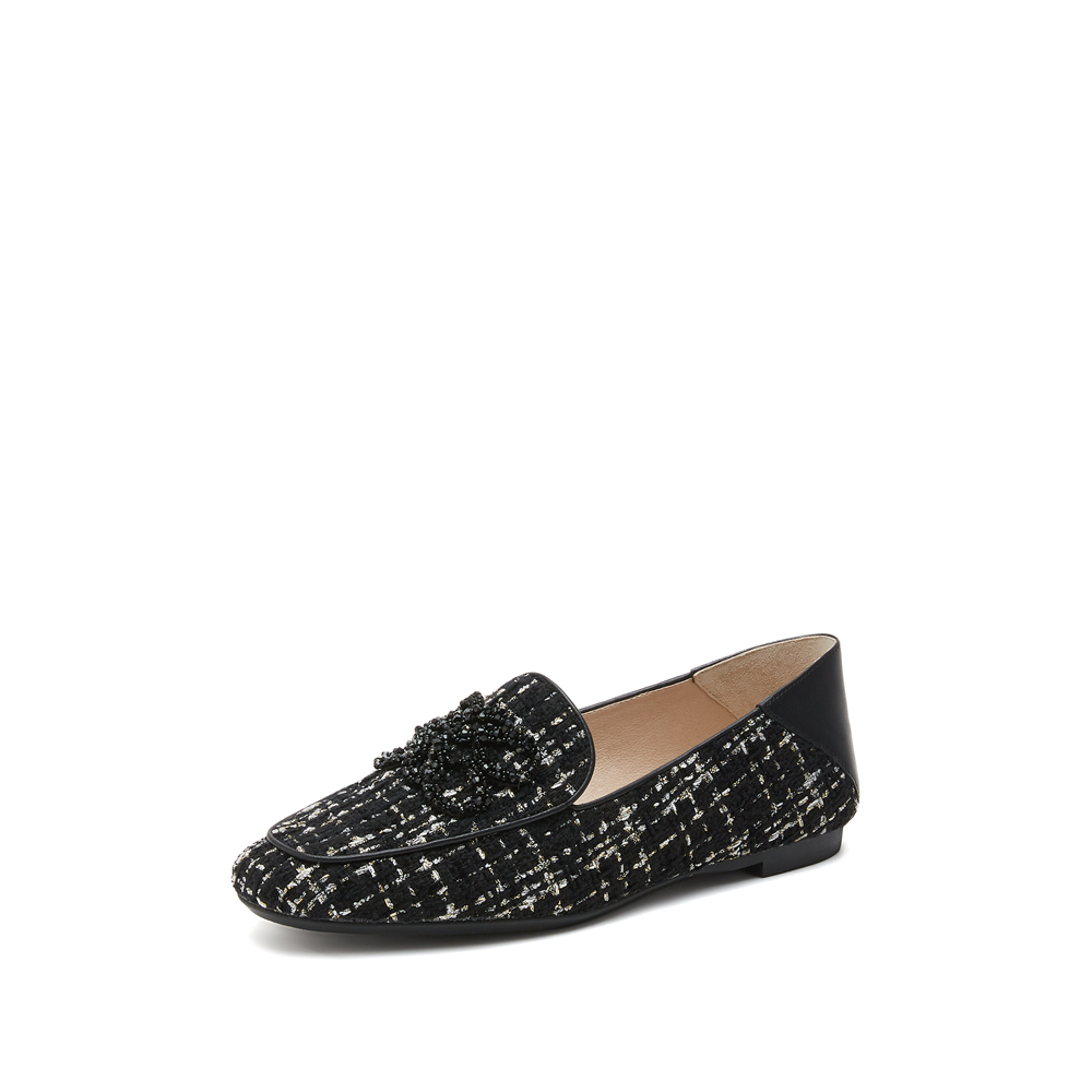 JoyPeace/真美诗2023春季新款商场同款格呢香风乐福鞋ZB263AA3