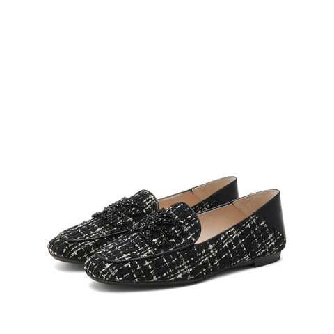 JoyPeace/真美诗2023春季新款商场同款格呢香风乐福鞋ZB263AA3