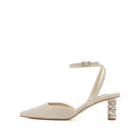 真美诗2023春季新款商场同款尖头粗跟后空凉鞋YRW42AH3