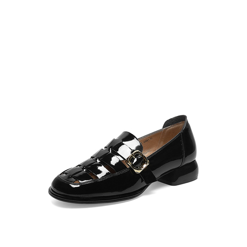 真美诗2023春季新款商场同款复古粗跟乐福鞋61803AA3