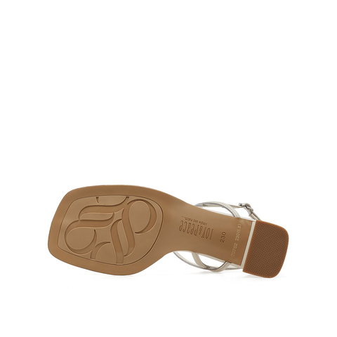 真美诗2023夏季新款商场同款方头粗跟条带罗马凉鞋20752BL3