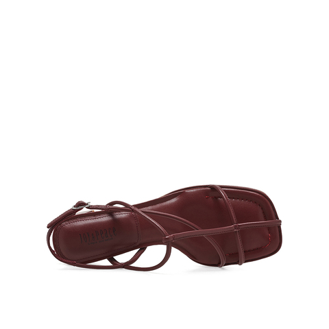 真美诗2023夏季新款商场同款方头粗跟条带罗马凉鞋20752BL3