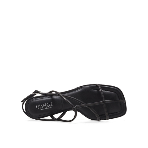 真美诗2023夏季新款商场同款方头粗跟条带罗马凉鞋20752BL3