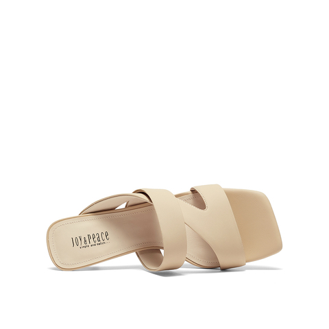 真美诗2023夏季新款时尚百搭舒适羊皮女高跟凉拖凉鞋拖鞋37077BT3