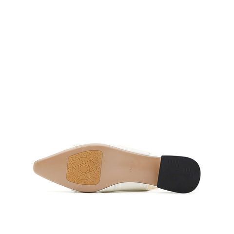 真美诗2023秋季新款商场同款链条装饰尖头粗跟后空凉鞋88088CH3