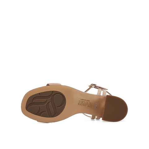 真美诗2023夏季新款商场同款绒面粗跟一字带凉鞋YVP02BL3