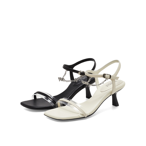 真美诗2023夏季新款商场同款链条细带高跟凉鞋YVI11BY3