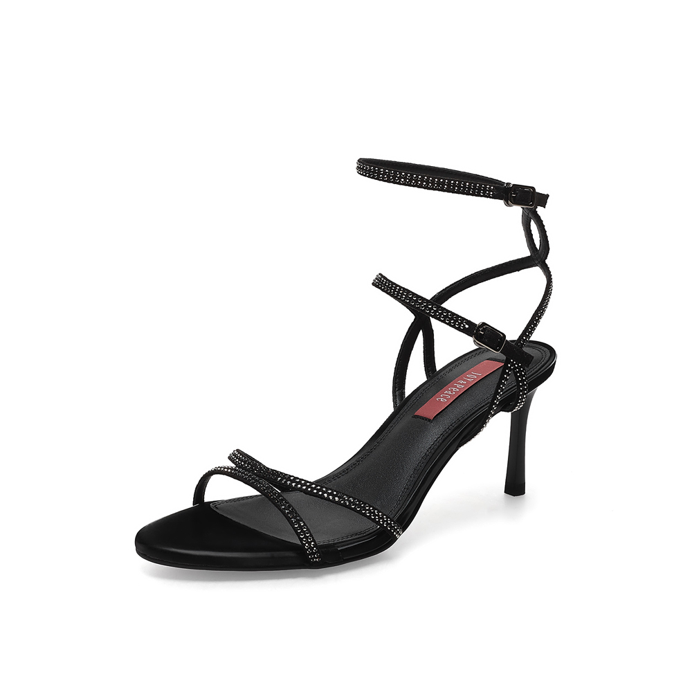 真美诗2023夏季新款商场同款细带高跟时装凉鞋ZI229BL3