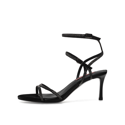 真美诗2023夏季新款商场同款细带高跟时装凉鞋ZI229BL3