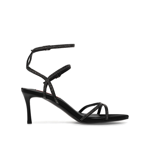 真美诗2023夏季新款商场同款细带高跟时装凉鞋ZI229BL3