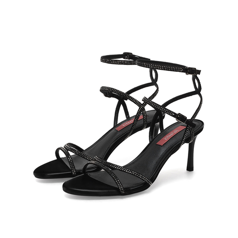 真美诗2023夏季新款商场同款细带高跟时装凉鞋ZI229BL3