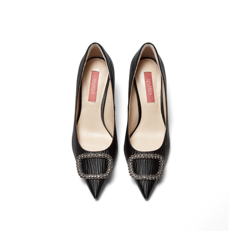 真美诗2023秋季新款商场同款优雅钻扣尖头细高跟浅口单鞋YUH11CQ3