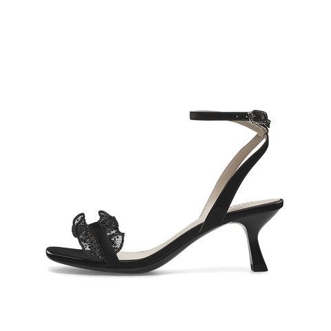 真美诗2023夏季新款商场同款时尚优雅一字带凉鞋YVI12BL3