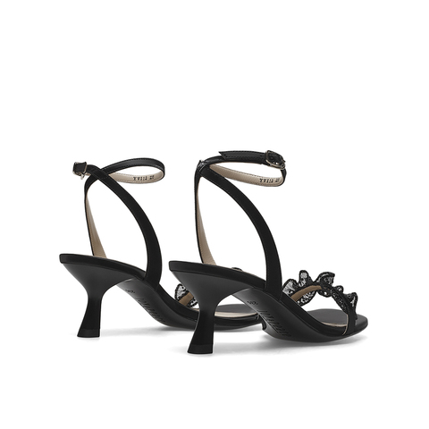 真美诗2023夏季新款商场同款时尚优雅一字带凉鞋YVI12BL3