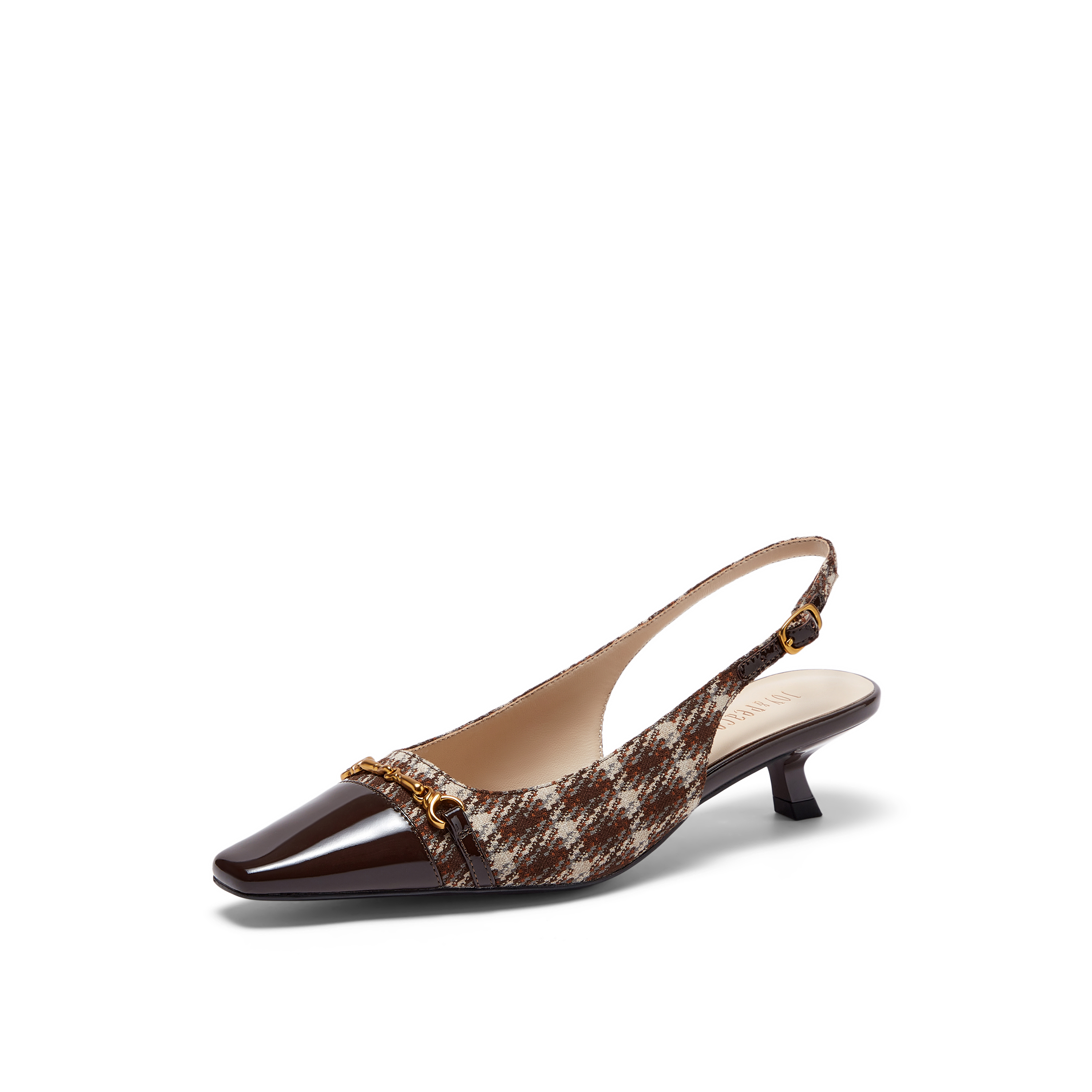 真美诗2023秋季新款商场同款拼接格纹复古英伦后空凉鞋YVX09CH3