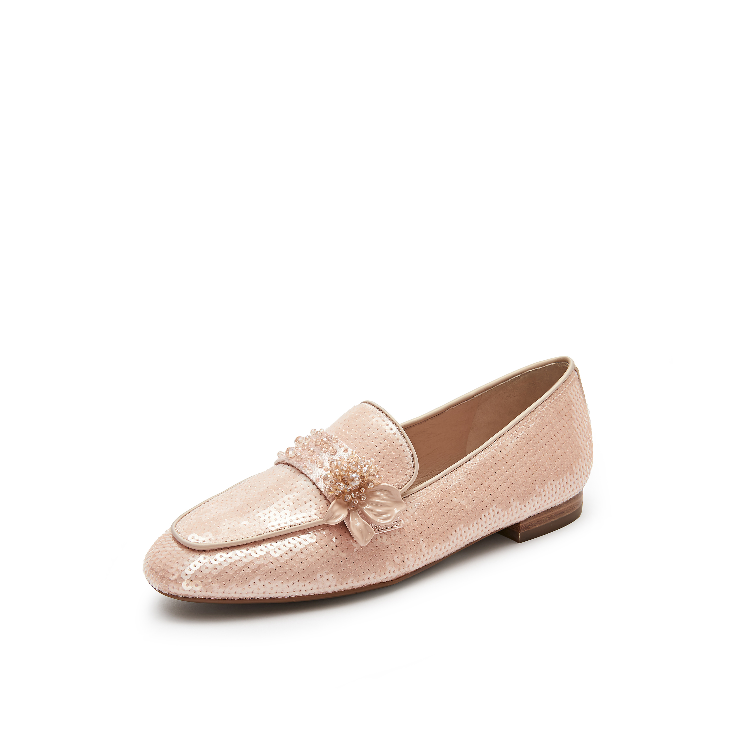 真美诗2024年春季新款鸢尾花串珠装饰一脚蹬乐福鞋YOK56AA4