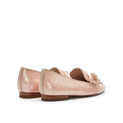 真美诗2024年春季新款鸢尾花串珠装饰一脚蹬乐福鞋YOK56AA4