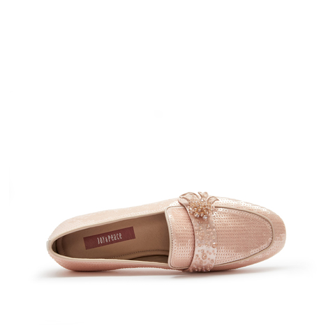 真美诗2024年春季新款鸢尾花串珠装饰一脚蹬乐福鞋YOK56AA4