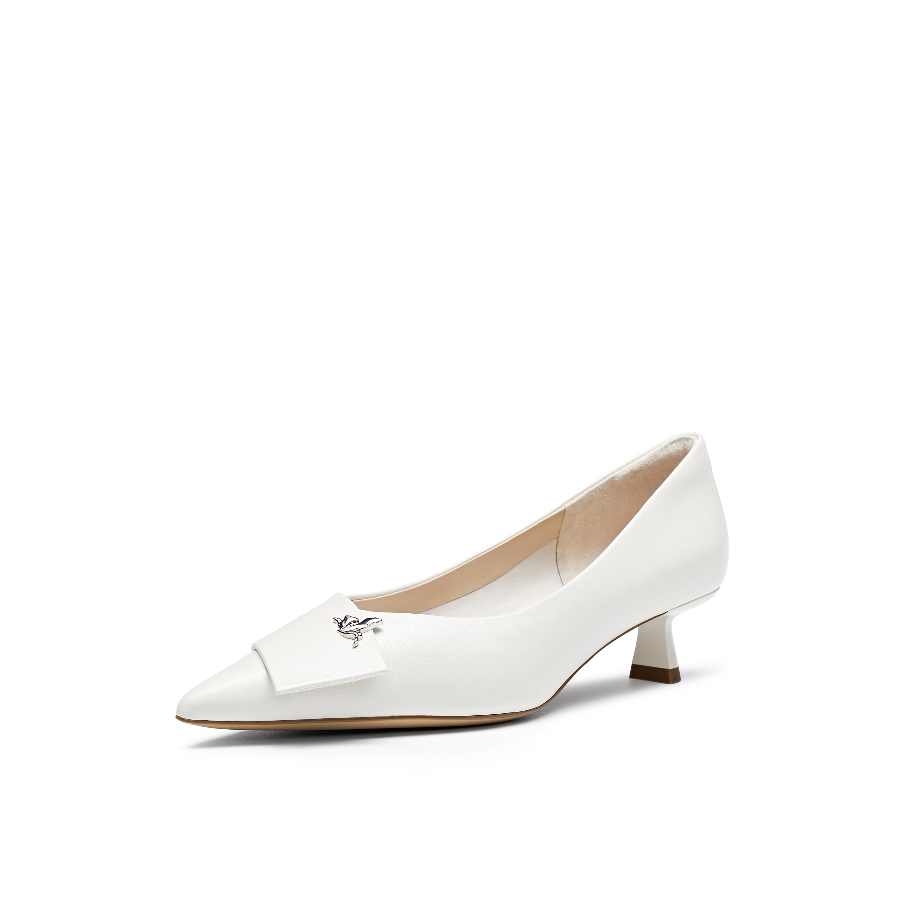 真美诗2024秋季新款鸢尾花钉扣设计尖头高跟鞋女YXB17CQ4