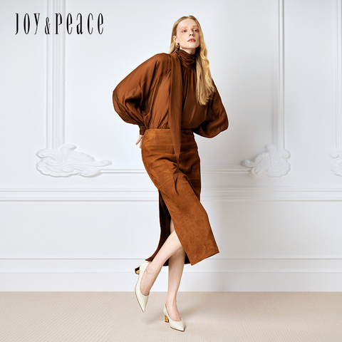 真美诗2024秋季新款光泽牛皮简约粗跟单鞋女YXB16CQ4