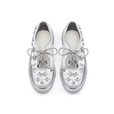 真美诗2024秋季新款精致水钻圆珠芭蕾舞鞋女23226CQ4