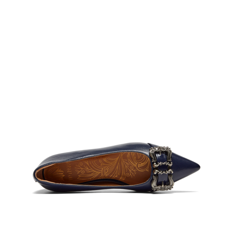 真美诗2024秋季新款鞋复古典雅羊皮细腻舒适气质单鞋女YYW04CQ4