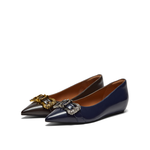 真美诗2024秋季新款鞋复古典雅羊皮细腻舒适气质单鞋女YYW04CQ4