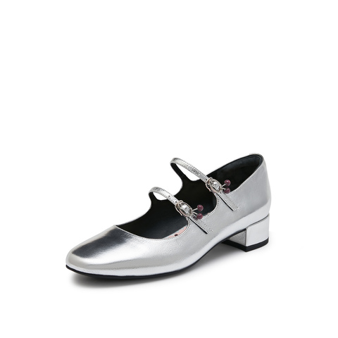 真美诗2024秋季新款樱桃饰扣甜心玛丽珍鞋女YZJ01CQ4