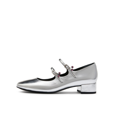 真美诗2024秋季新款樱桃饰扣甜心玛丽珍鞋女YZJ01CQ4