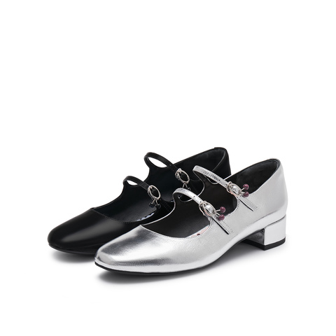 真美诗2024秋季新款樱桃饰扣甜心玛丽珍鞋女YZJ01CQ4