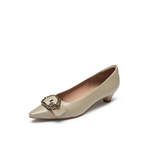 真美诗2024秋季新款复古秀气软糯羊皮优雅猫跟单鞋YYH04CQ4