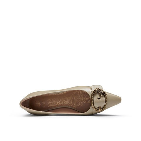 真美诗2024秋季新款复古秀气软糯羊皮优雅猫跟单鞋YYH04CQ4